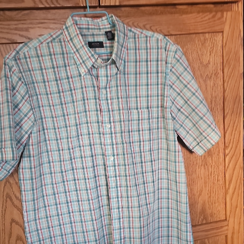 Arrow Men's Short-Sleeve Plaid Button-Down Shirt - Light Blue & Turquoise